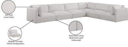 Gibson Cream Polyester Fabric Modular Sectional Sec6D