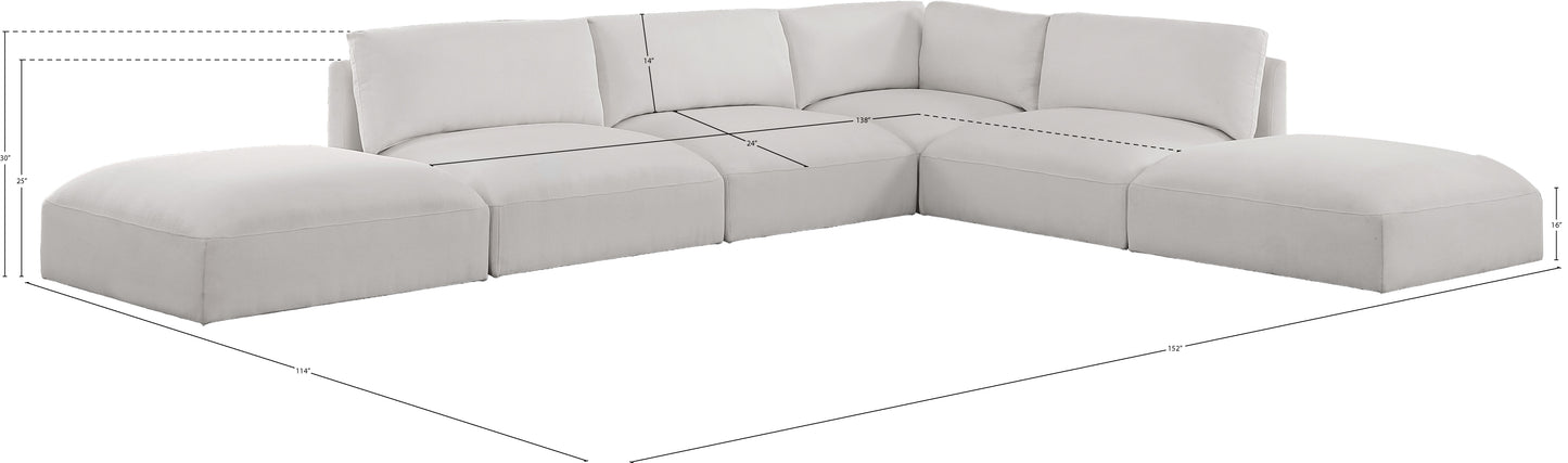 gibson cream polyester fabric modular sectional sec6e