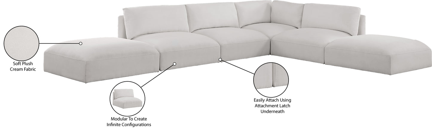 gibson cream polyester fabric modular sectional sec6e