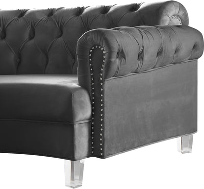 Mulberry Grey Velvet 3pc. Sectional PC