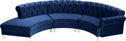 Mulberry Navy Velvet 3pc. Sectional PC