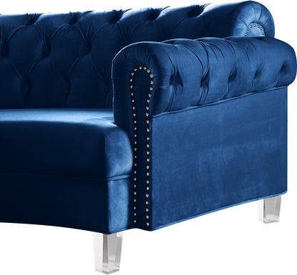 Mulberry Navy Velvet 3pc. Sectional PC