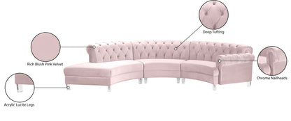 Mulberry Pink Velvet 3pc. Sectional PC