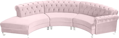 Mulberry Pink Velvet 3pc. Sectional PC