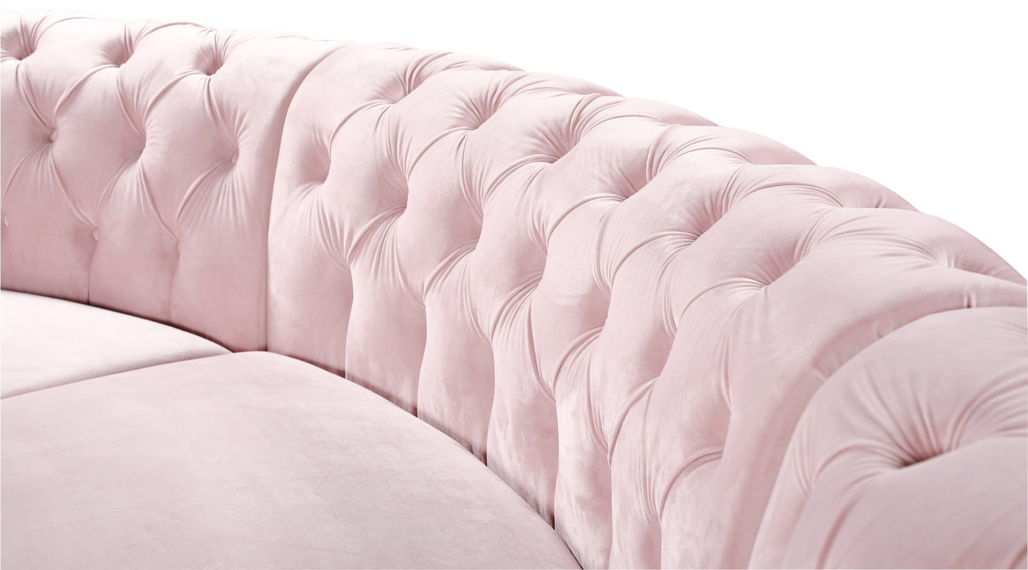 mulberry pink velvet 3pc. sectional pc