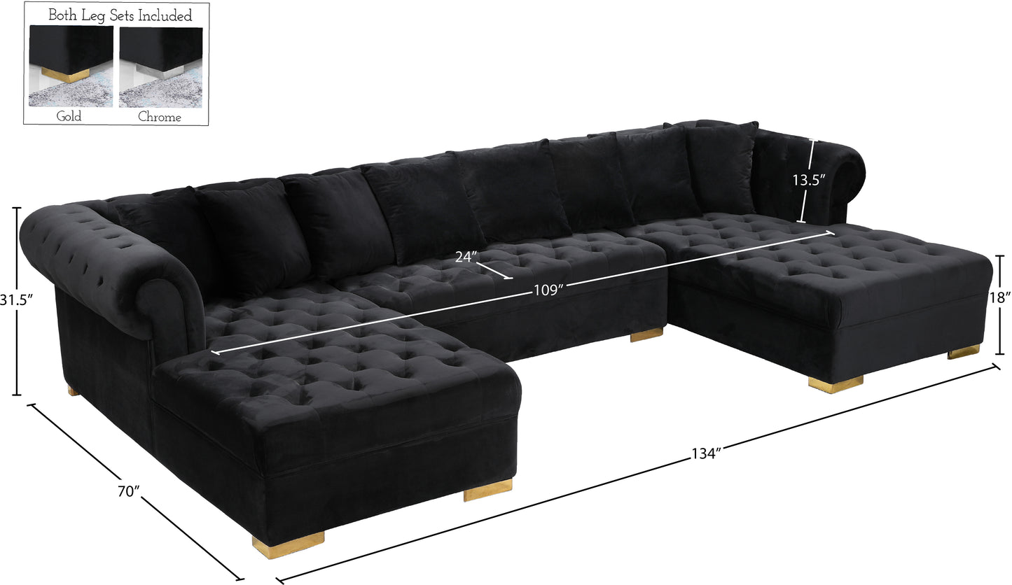 candace black velvet 3pc. sectional sectional