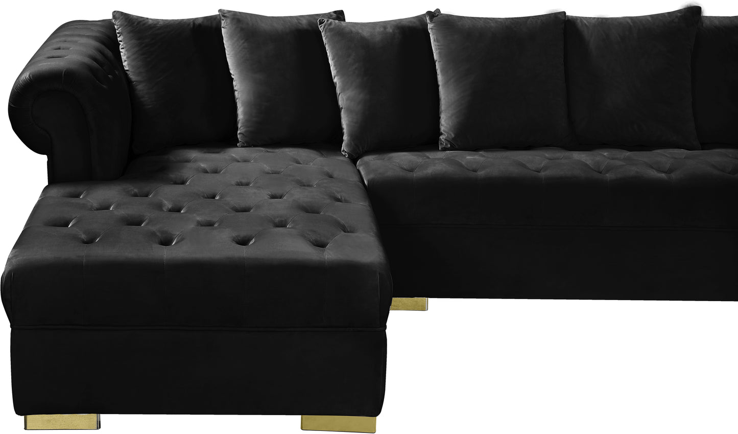 candace black velvet 3pc. sectional sectional