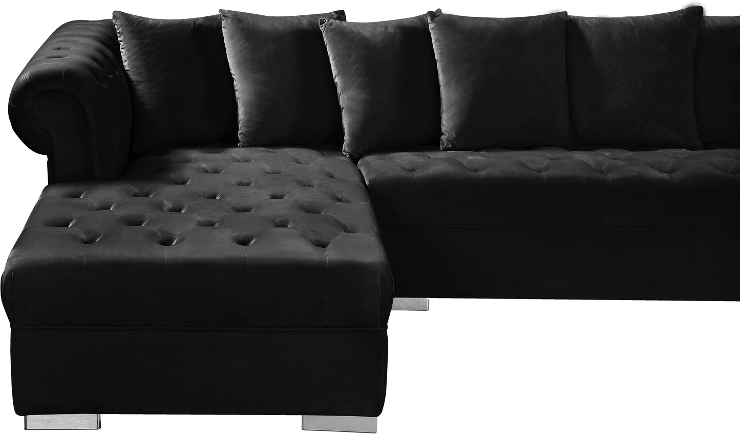 candace black velvet 3pc. sectional sectional