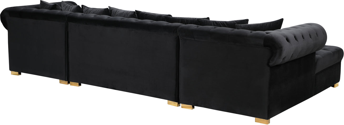 candace black velvet 3pc. sectional sectional