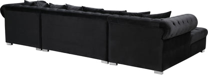 Candace Black Velvet 3pc. Sectional Sectional