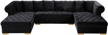 Candace Black Velvet 3pc. Sectional Sectional