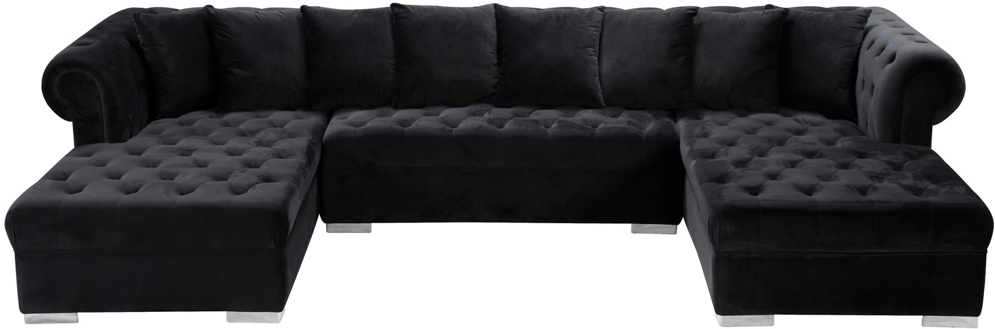 candace black velvet 3pc. sectional sectional