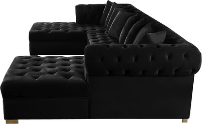 Candace Black Velvet 3pc. Sectional Sectional