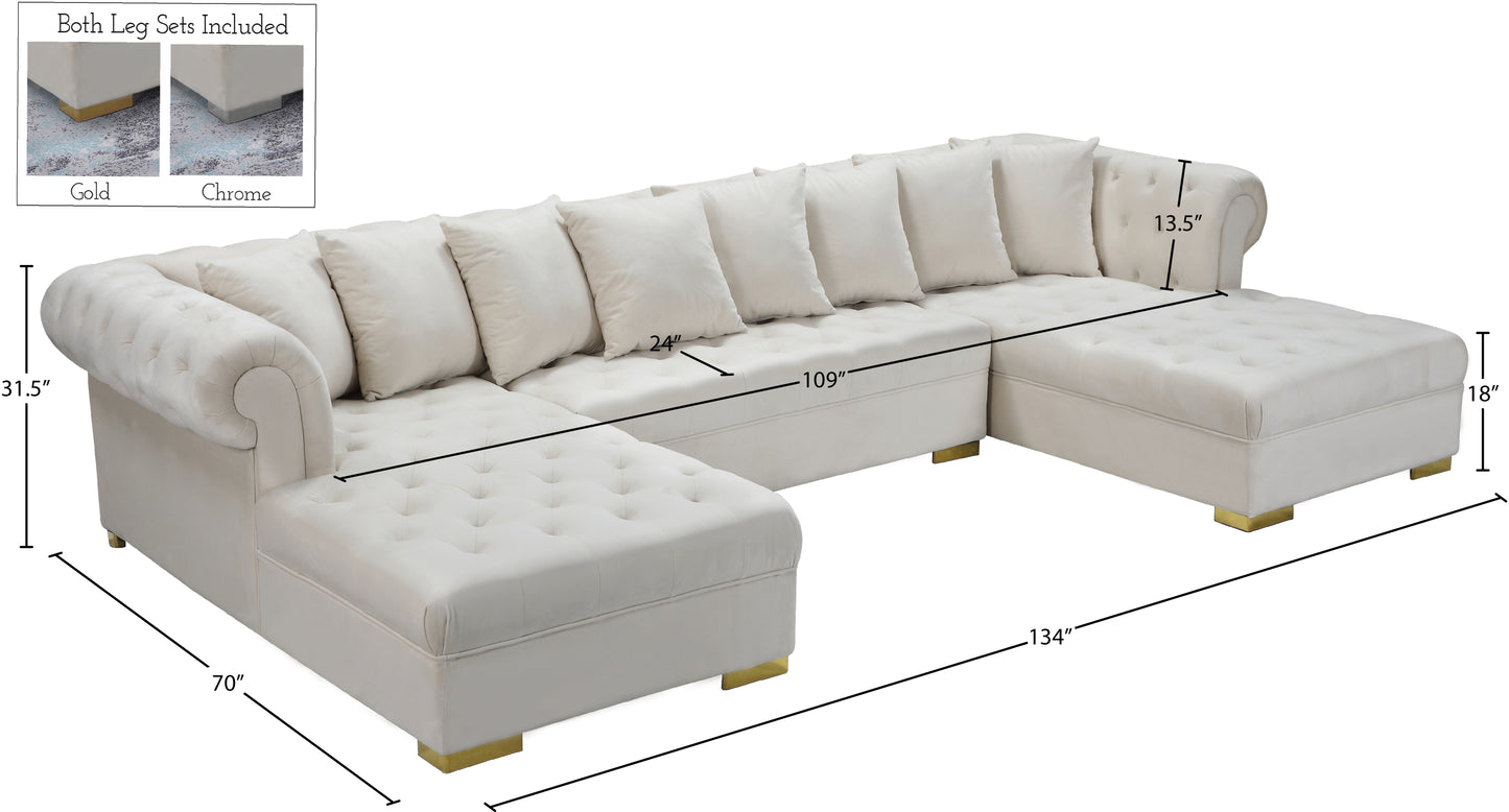 candace cream velvet 3pc. sectional sectional