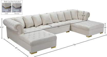 Candace Cream Velvet 3pc. Sectional Sectional