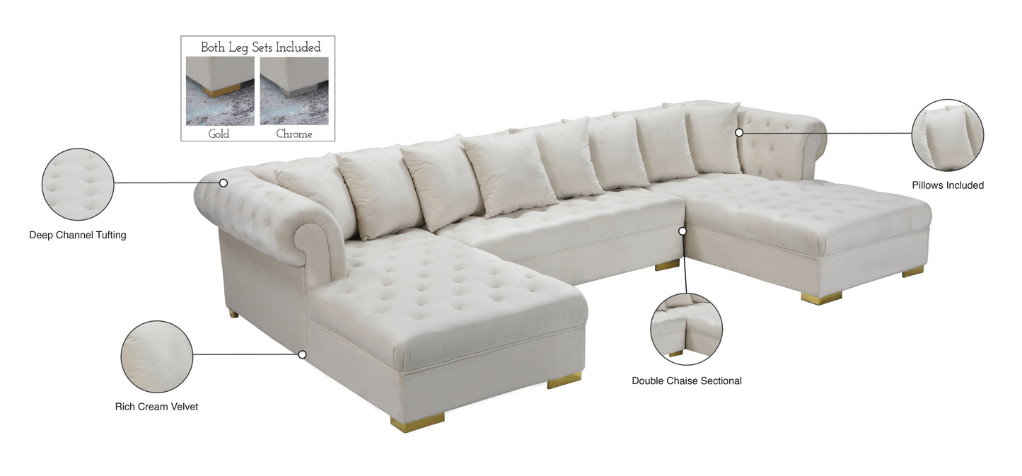 candace cream velvet 3pc. sectional sectional