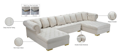 Candace Cream Velvet 3pc. Sectional Sectional