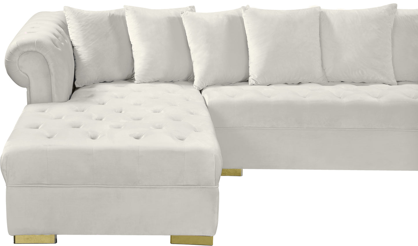 candace cream velvet 3pc. sectional sectional