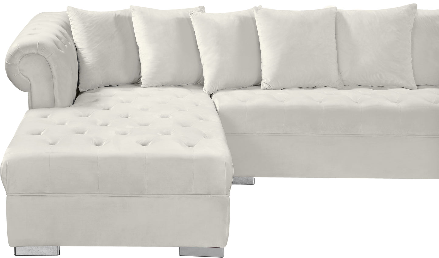 candace cream velvet 3pc. sectional sectional