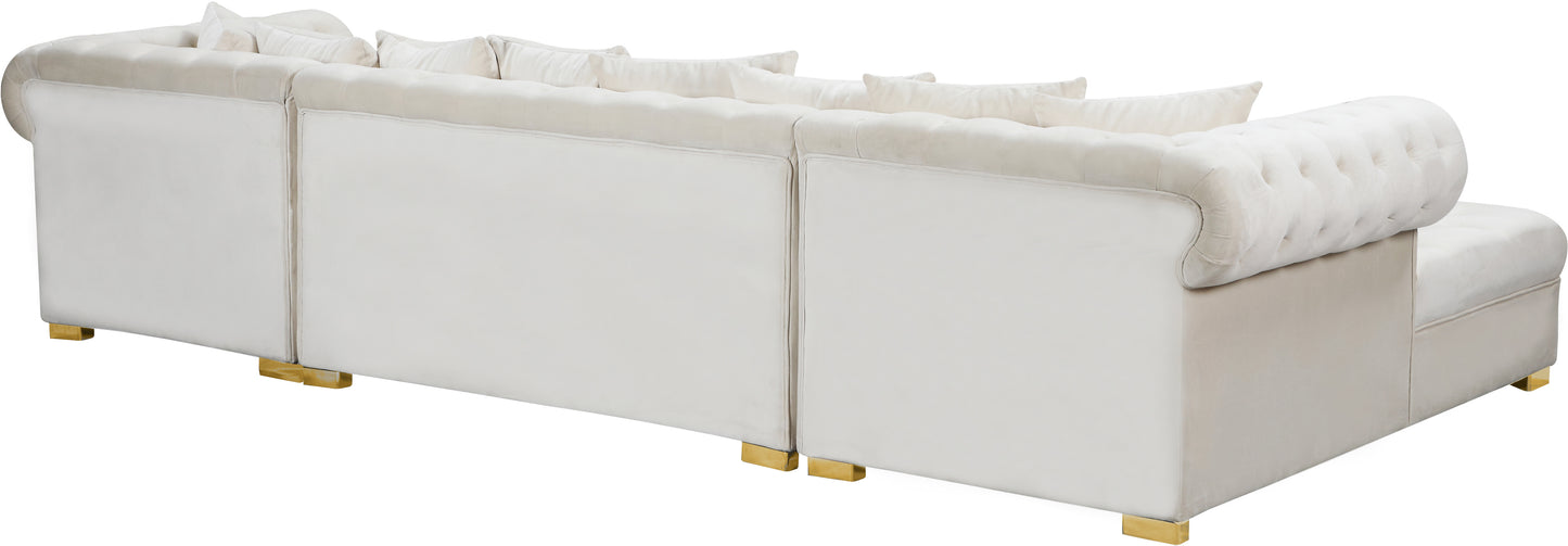 candace cream velvet 3pc. sectional sectional