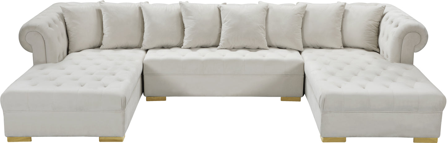 candace cream velvet 3pc. sectional sectional