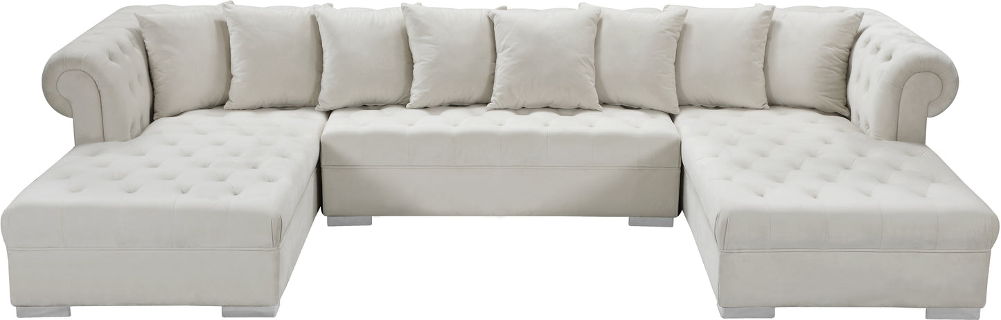 candace cream velvet 3pc. sectional sectional