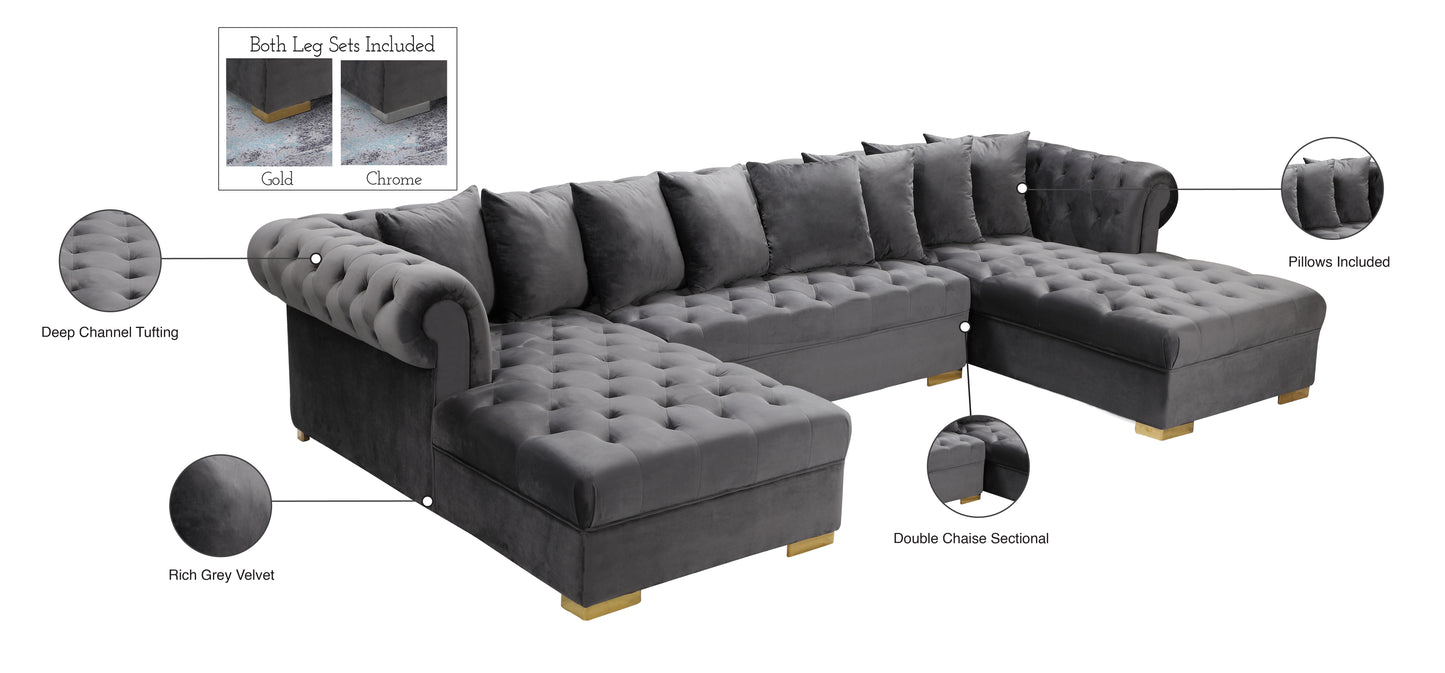 candace grey velvet 3pc. sectional sectional