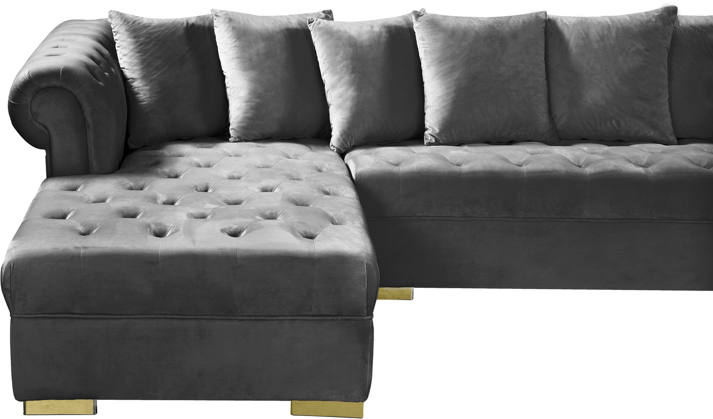 candace grey velvet 3pc. sectional sectional