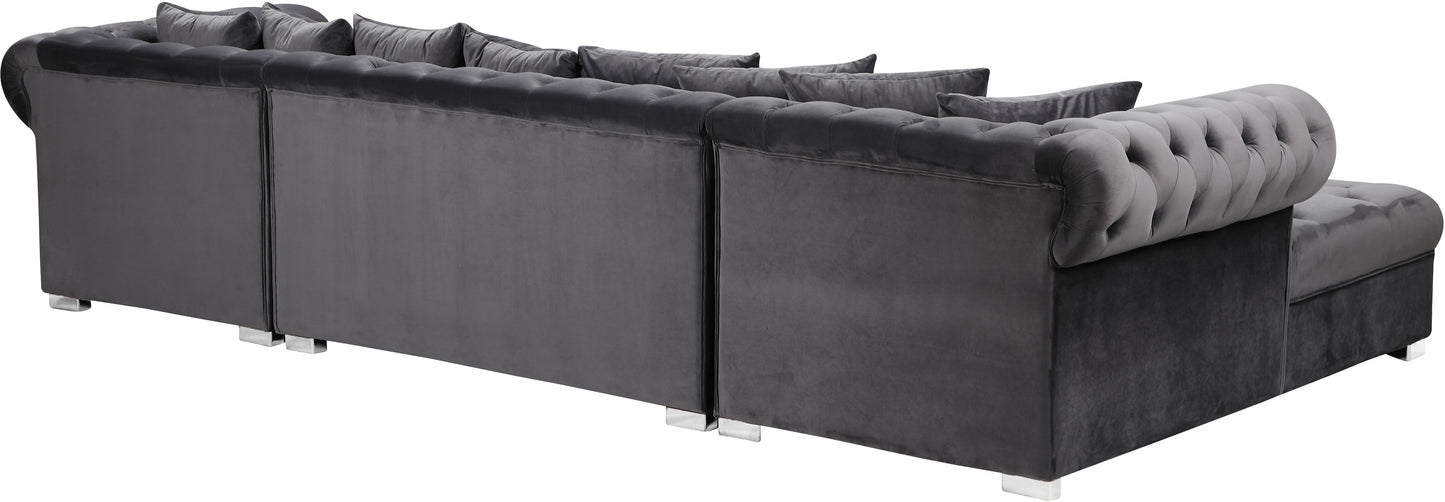 candace grey velvet 3pc. sectional sectional