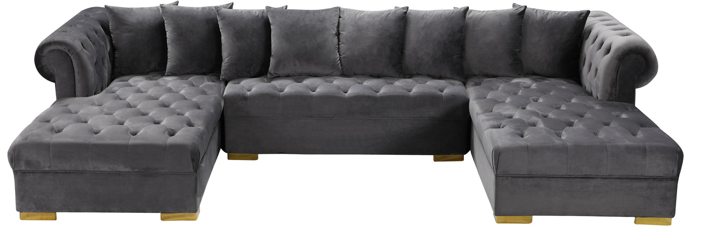 candace grey velvet 3pc. sectional sectional