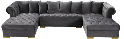 Candace Grey Velvet 3pc. Sectional Sectional