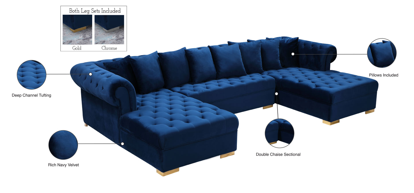 candace navy velvet 3pc. sectional sectional
