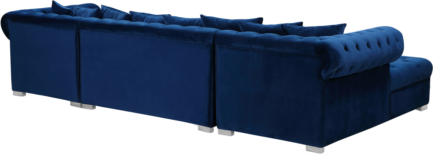 candace navy velvet 3pc. sectional sectional