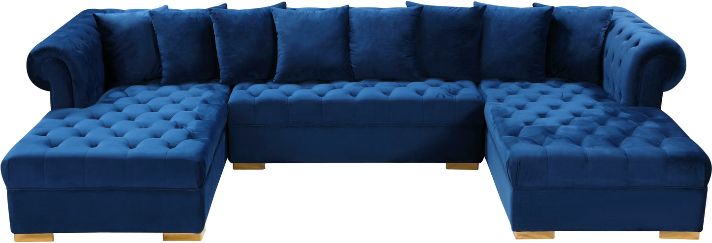 candace navy velvet 3pc. sectional sectional