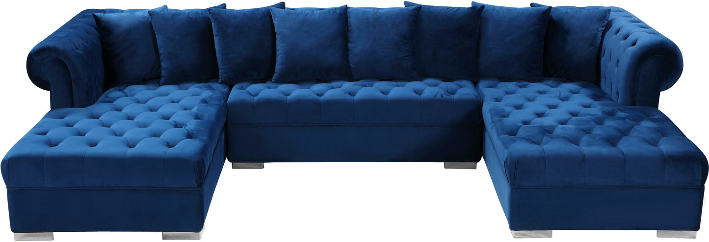 candace navy velvet 3pc. sectional sectional