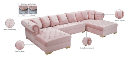 Candace Pink Velvet 3pc. Sectional Sectional