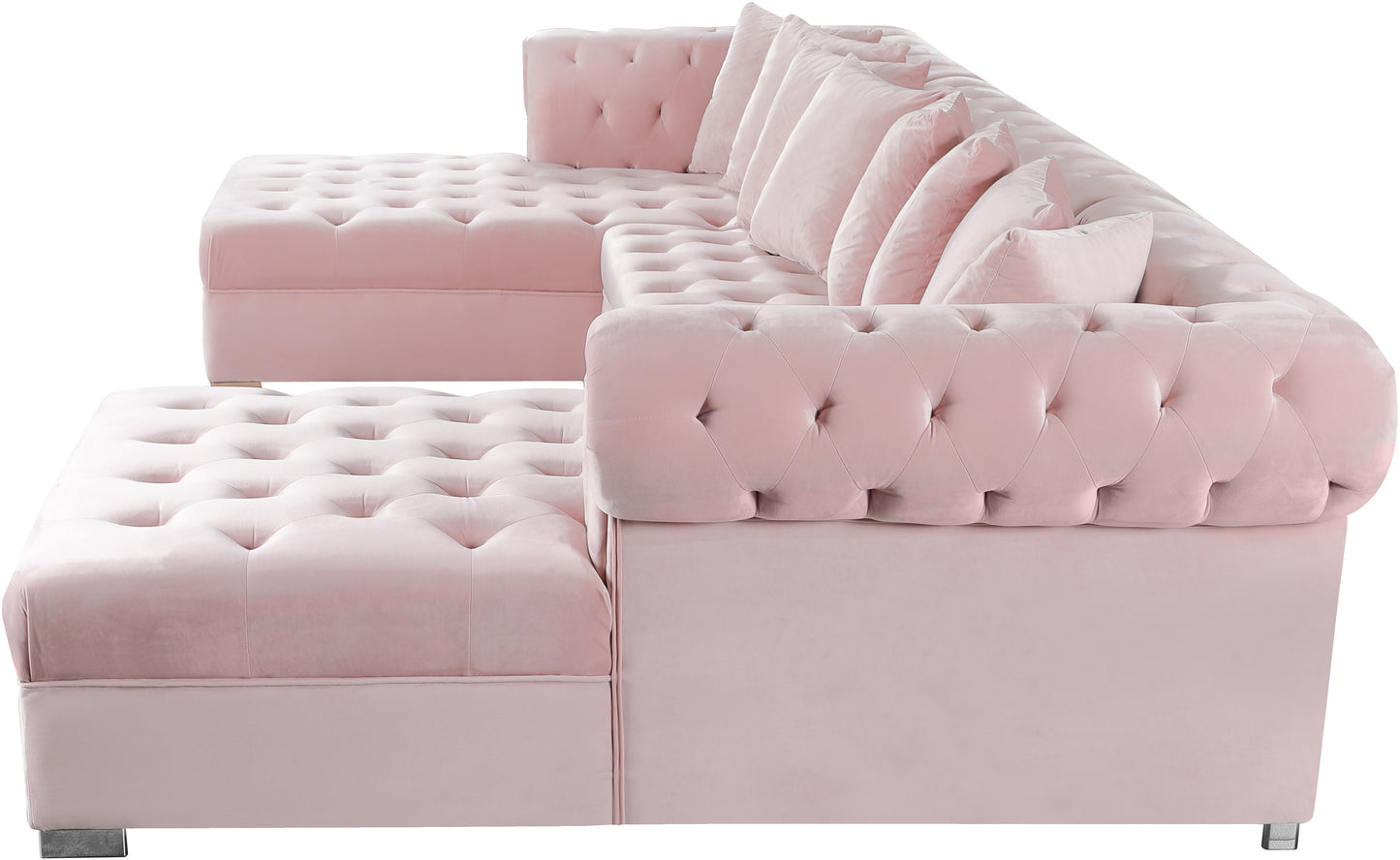 candace pink velvet 3pc. sectional sectional