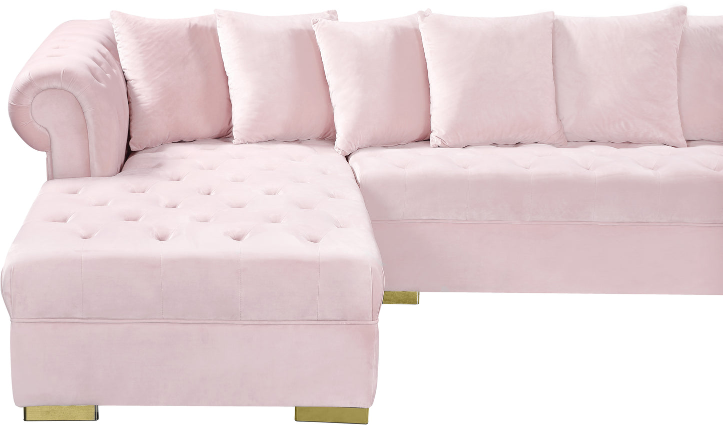 candace pink velvet 3pc. sectional sectional