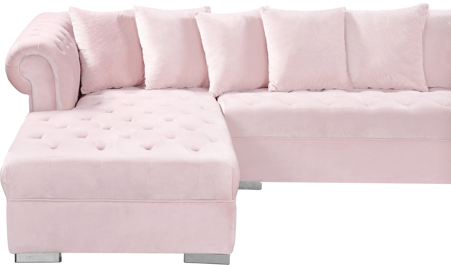 candace pink velvet 3pc. sectional sectional