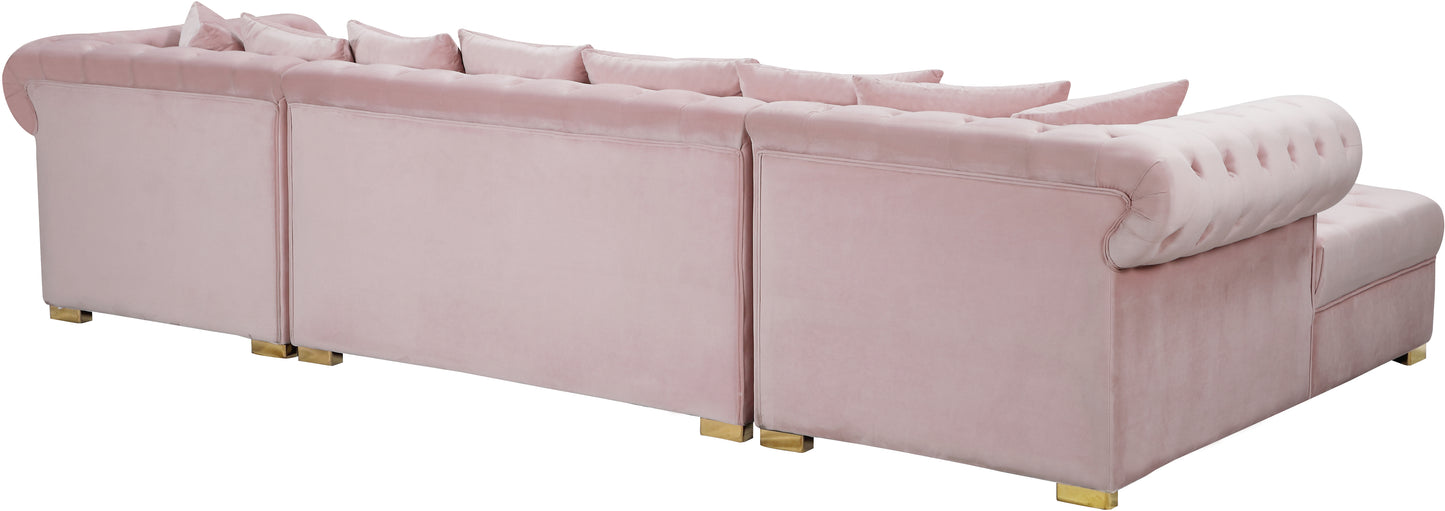 candace pink velvet 3pc. sectional sectional