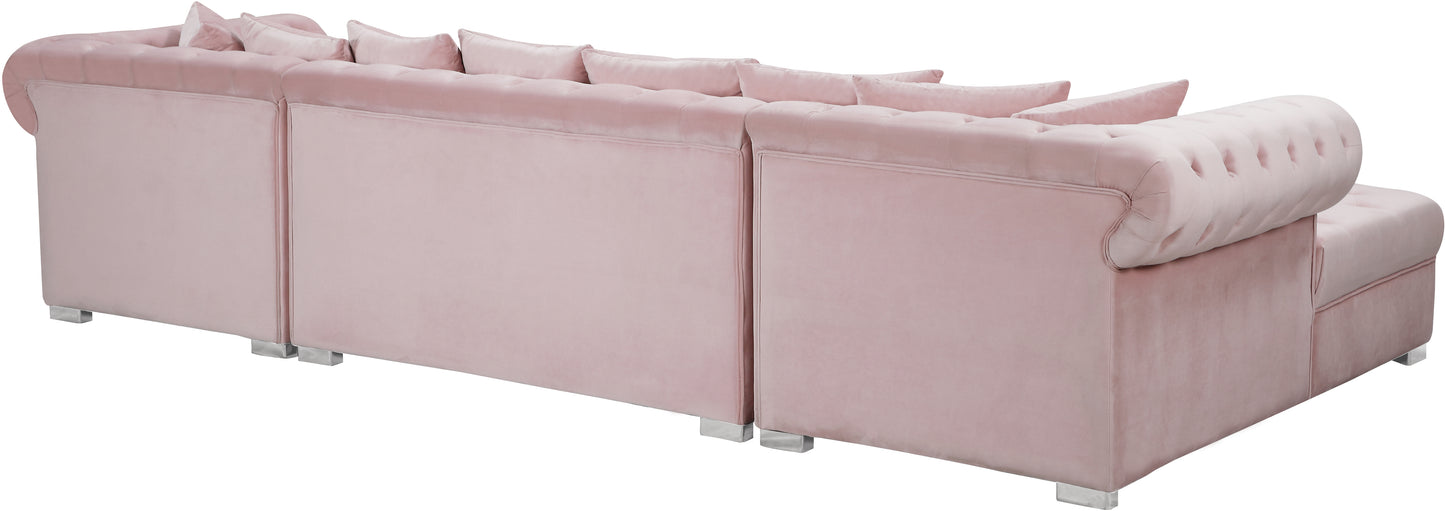 candace pink velvet 3pc. sectional sectional