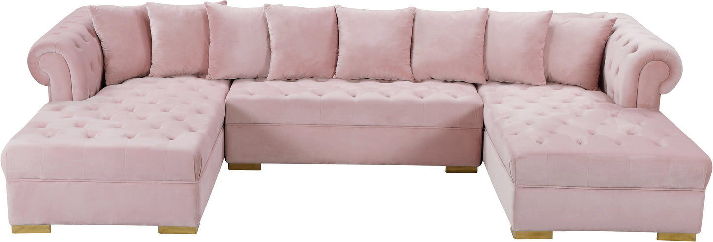 candace pink velvet 3pc. sectional sectional