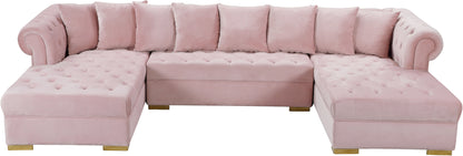 Candace Pink Velvet 3pc. Sectional Sectional