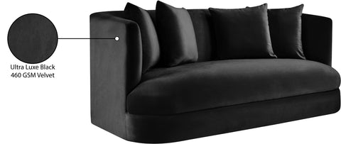Jolie 66" Black Velvet Upholstered Loveseat, 1 Piece