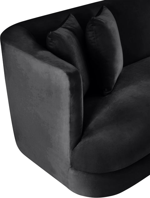 Jolie 66" Black Velvet Upholstered Loveseat, 1 Piece
