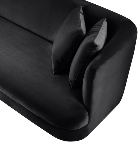 Jolie 66" Black Velvet Upholstered Loveseat, 1 Piece