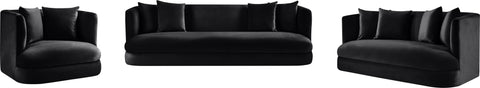 Jolie 66" Black Velvet Upholstered Loveseat, 1 Piece