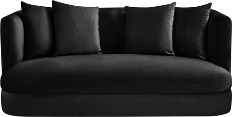 Jolie 66" Black Velvet Upholstered Loveseat, 1 Piece