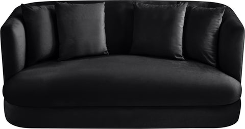 Jolie 66" Black Velvet Upholstered Loveseat, 1 Piece