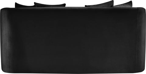 Jolie 66" Black Velvet Upholstered Loveseat, 1 Piece